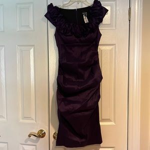 Xscape Deep Purple Ruffle Wedding Dress